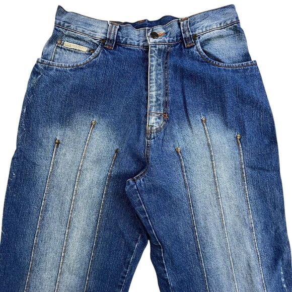 GodBody Jeans Mens 32x32 Fits 30x31* Rivet Pleats Baggy Straight Loose Hip Hop - Picture 1 of 15